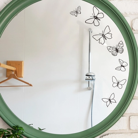 Minimalist Black Sketch Butterfly Wall Stickers Removable PVC Self Adhesive Decals For Mirror Glass Bedroom Living Room Home Decor