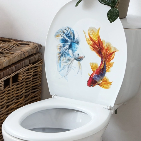 Realistischer Kampffisch Toilettenaufkleber Wasserdicht PVC Selbstklebend Wandtattoo Für Badezimmer Home Decor