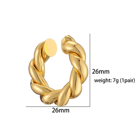 Ear Cuff en Cuivre Vintage Sans Perçage Design Corde Torsadée Clip d'Oreille en Forme de C Lisse pour Femme Bijoux de Mode