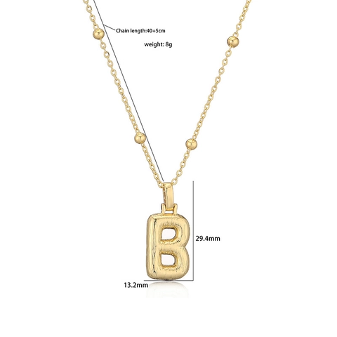 Collier Pendentif Alphabet Bulle en Cuivre Minimaliste Pour Femmes Plaqué Or Argent Lettre Initiale Ballon Grassouillet Chaîne à Billes Collier Clavicule Bijoux Mode Cadeau