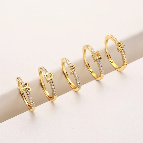 Twelve Zodiac Constellation Open Adjustable Ring With Zirconia Simple Fashion Copper Finger Ring Jewelry For Women Gift