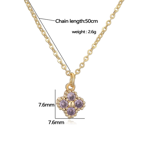 Luxury Copper Clover Pendant Necklace With Colorful Zirconia Inlaid O-Chain Clavicle Chain For Women Fashion Jewelry Gift