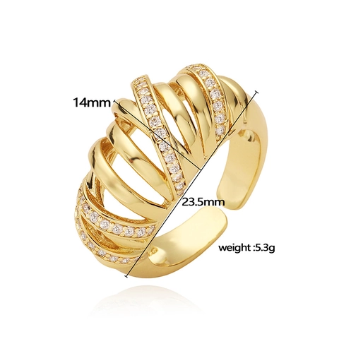 Anillo Abierto de Croissant de Flor Calada de Plata de Ley 925 Vintage con Strass para Mujer Joyería de Dedo Ajustable Regalo