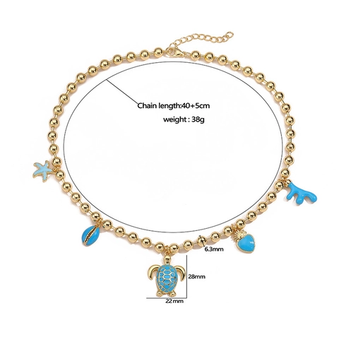 Fashion Gold Plated Copper Bead Chain Necklace With Colorful Enamel Fruit Heart Charms Rhinestone Drip Oil Pendant Jewelry