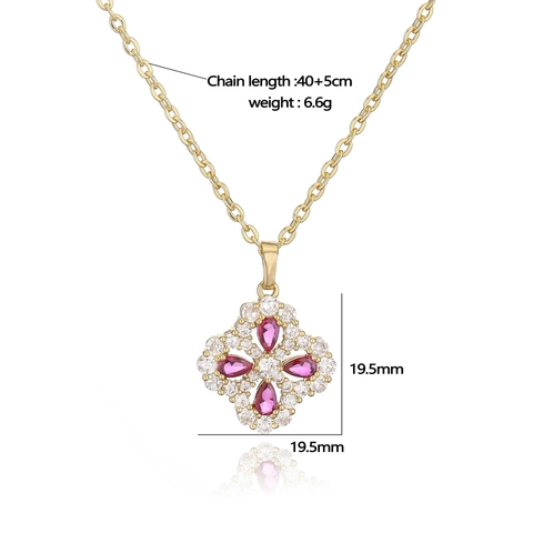 Luxury Copper Zirconia Clover Pendant Necklace Gold Silver Plated Flower Shape Clavicle Chain Jewelry For Women Wedding Party