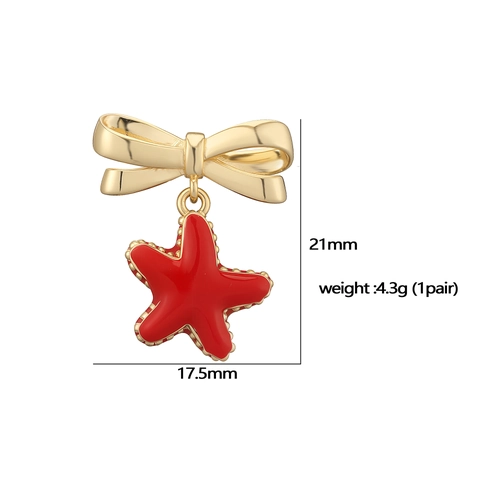 Exquisite Copper Bowknot Heart Mushroom Strawberry Stud Earrings For Women Sweet Red Enamel Gold Plated Fashion Jewelry Accessories
