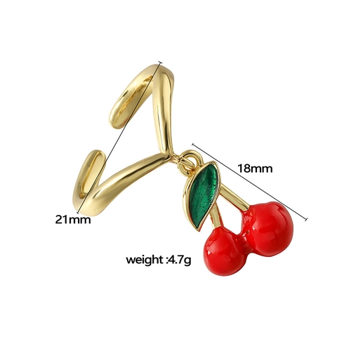 Dolce Collezione Di Gioielli In Smalto Ciliegia Rossa Donna Rame Frutta Anello Aperto Collana Con Perline Orecchini Cerchio