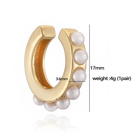 Elegant Copper Gold Plated Artificial Pearl Ear Cuffs For Women Minimalist Non Pierced Wavy Spiral Clip On Earrings Jewelry Gift