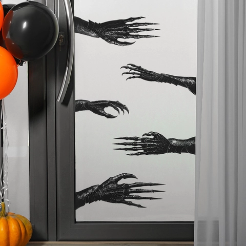 Halloween Schwarz Geisterhand Wandaufkleber Gothic Monster Kralle PVC Aufkleber Für Schlafzimmer Wohnzimmer Haus Party Deko