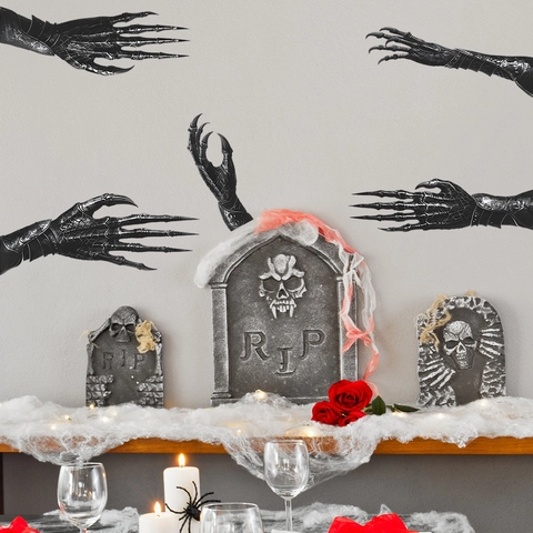 Halloween Schwarz Geisterhand Wandaufkleber Gothic Monster Kralle PVC Aufkleber Für Schlafzimmer Wohnzimmer Haus Party Deko