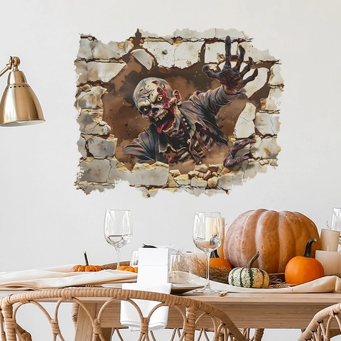 3D Halloween Zombie Muursticker PVC Horror Enge Geest Muurstickers Voor Thuis Slaapkamer Woonkamer Feest Decoratie