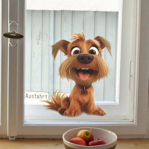 3D Süßer Unordentlicher Hund Wandaufkleber PVC Selbstklebend Cartoon Tier Fensteraufkleber Für Schlafzimmer Wohnzimmer Haus Dekoration