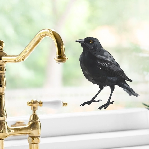 Realistic Black Bird Window Cling PVC Self Adhesive Wall Sticker For Home Living Room Bedroom Glass Decoration Decal