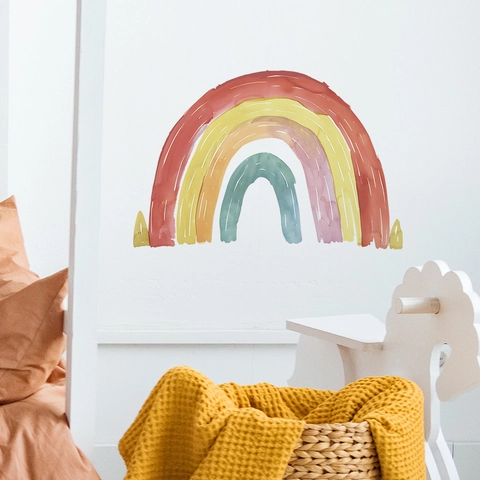 Aquarel Regenboog Muursticker Voor Kinderkamer Babykamer PVC Waterdicht Decoratieve Wandsticker Home Art Mural