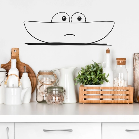 Creativo Adesivo da Parete con Grandi Occhi Che Sbirciano in Stile Schizzo a Linee Nere Emoji per Decorazione Casa Soggiorno Camera da Letto