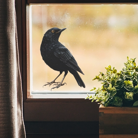 Realistische Zwarte Vogel Venstersticker Statische PVC Sticker Anti-Collisie Glassticker Voor Thuis Kantoor Decoratie