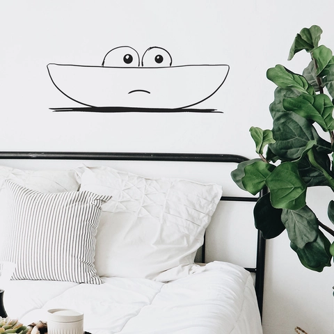 Creativo Adesivo da Parete con Grandi Occhi Che Sbirciano in Stile Schizzo a Linee Nere Emoji per Decorazione Casa Soggiorno Camera da Letto