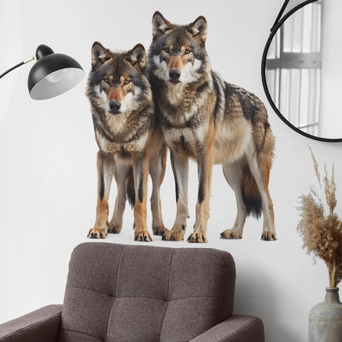 Adesivo da Parete Re Lupo Realistico in PVC Decalcomania Decorativa per Camera da Letto Soggiorno Parete Fai-da-te MG-E018