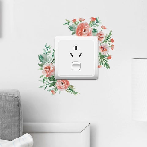Aquarell Floral Grüne Blätter Lichtschalter Aufkleber PVC Abnehmbare Wandtattoos Für Wohnzimmer Schlafzimmer Home Deko Wandaufkleber