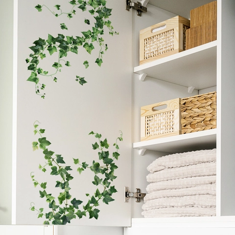 Adesivo da Parete a Forma di Vite di Edera Simulata Pianta Verde Decalcomania per Soggiorno Camera da Letto Cucina Casa