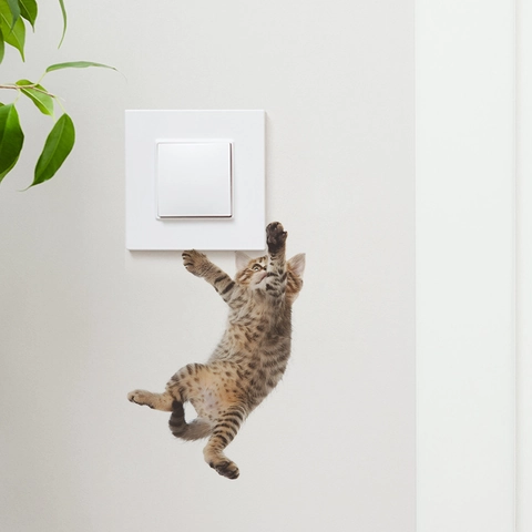 3D Süße Tiger Katze Wandsticker Lustige Tier Schalteraufkleber PVC Wasserdicht Abnehmbar Home Verschönerung Wandbild Für Wohnzimmer Schlafzimmer
