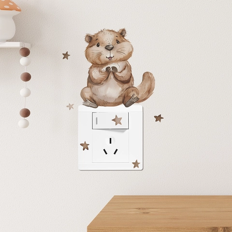 Süße Cartoon Wasserschwein Lichtschalter Aufkleber Aquarell Stern Muster PVC Wandtattoo Für Wohnzimmer Schlafzimmer Home Deko