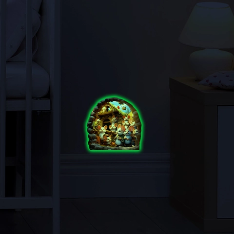 3D Mauseloch Leuchtende Wandtattoo Glow In The Dark Cartoon Maus Home Decor Aufkleber Für Kinderzimmer Kindergarten Schlafzimmer