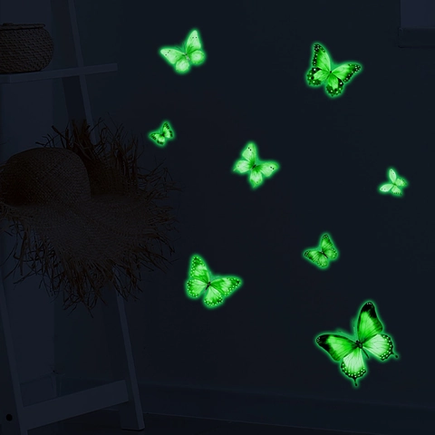 Leuchtende Schmetterling Wandaufkleber Luminous 3D PVC Fluoreszierend Abnehmbar Selbstklebend Decals Für Kinderzimmer Heimdekor