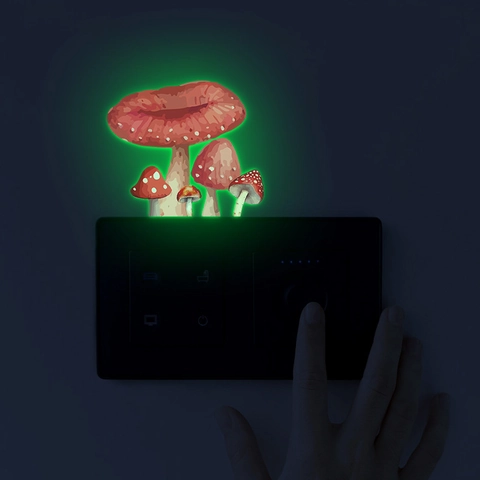 Leuchtende Pilze Wandsticker Für Schalter Deko Im Dunkeln Leuchtend Rote Punkte Pilz PVC Aufkleber Für Kinderzimmer Schlafzimmer Heimdeko