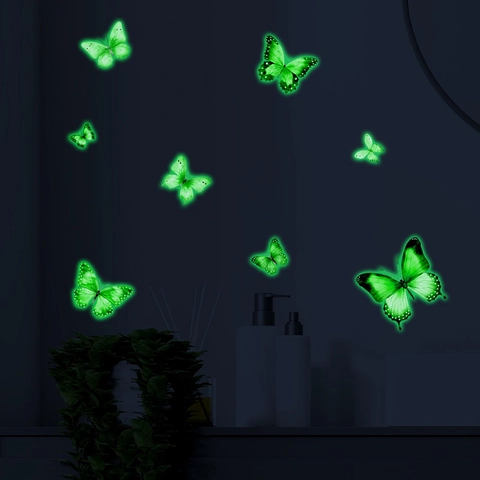 Leuchtende Schmetterling Wandaufkleber Luminous 3D PVC Fluoreszierend Abnehmbar Selbstklebend Decals Für Kinderzimmer Heimdekor