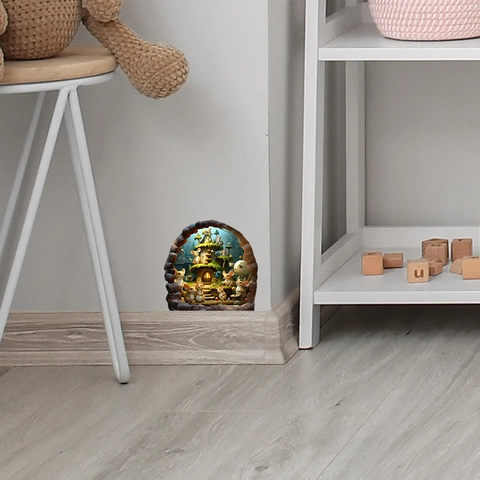 Leuchtender Mauseloch Wandaufkleber PVC Cartoon Kleine Mäuse 3D Visueller Effekt Nachtleuchtendes Dekal Für Kinderzimmer