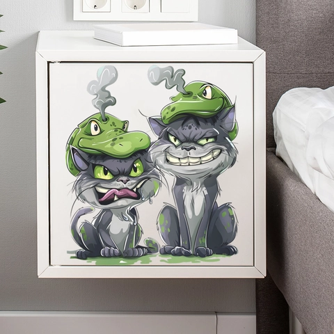 Sticker Mural Chat de Dessin Animé Créatif Drôle Amovible en PVC Pour Chambre d'Enfant Crèche Maison Décoration Murale Art