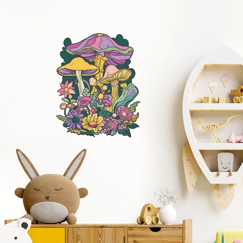 Adhesivo de Pared de Seta y Flor Colorida PVC Removible Autoadhesivo Calcomanía de Arte Para Habitación de Niños Dormitorio