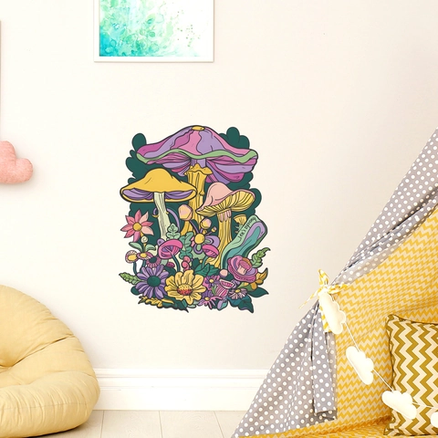 Adhesivo de Pared de Seta y Flor Colorida PVC Removible Autoadhesivo Calcomanía de Arte Para Habitación de Niños Dormitorio