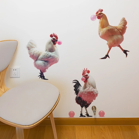 Lustiger Hahn Kaugummi Wandaufkleber Abnehmbares PVC Dekor Für Kinderzimmer Originelles Tier In High Heels Huhn