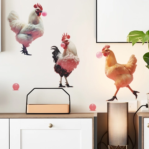 Lustiger Hahn Kaugummi Wandaufkleber Abnehmbares PVC Dekor Für Kinderzimmer Originelles Tier In High Heels Huhn