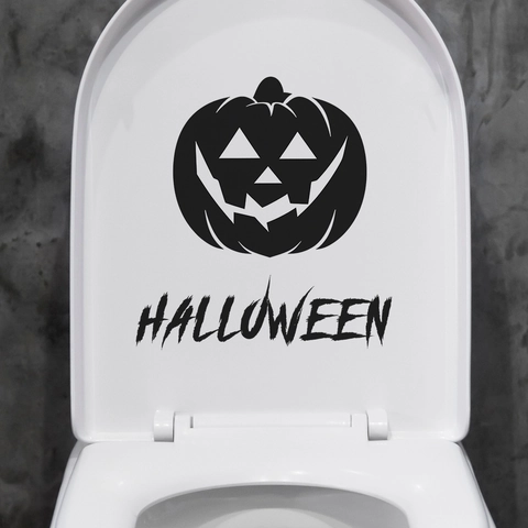 Halloween Pompoen Gezicht Toilet Sticker PVC Waterdicht Verwijderbare Decal Voor Badkamer Huis Decoratie Jack-o'-lantern DIY