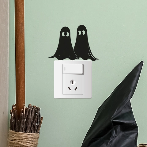 Stickers Muraux Drôles Interrupteur Fantôme Halloween PVC Silhouette Fantôme Autocollants Pour Décoration De Chambre