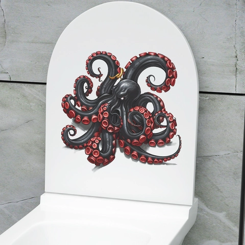 3D Octopus Toilet Sticker Halloween Removable Waterproof PVC Wall Decal For Bathroom Decor Self Adhesive Octopus Sticker