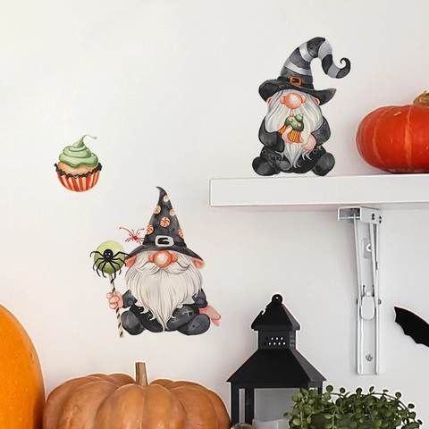 Adesivo per Interruttore Halloween Gnomo Ragno Torta PVC Impermeabile Adesivo da Parete per Camera da Letto Dormitorio