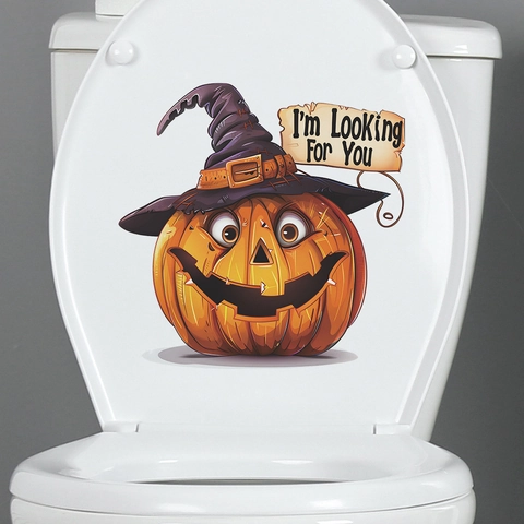 Halloween Horror Kürbis Hexe Toilettenaufkleber Selbstklebend Wasserdicht PVC Badezimmer Aufkleber Für Gruselige Haus Deko