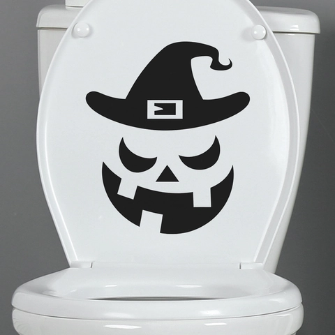 Halloween Hexenhut Kürbis Gesicht Toilettenaufkleber PVC Wasserdicht Abnehmbar Jack-O-Lantern Aufkleber Für Badezimmer