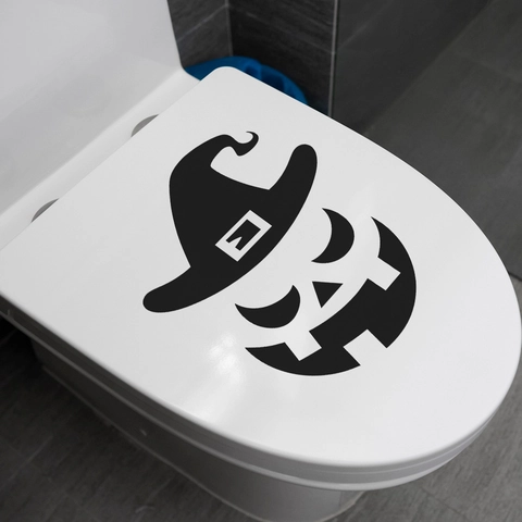 Halloween Hexenhut Kürbis Gesicht Toilettenaufkleber PVC Wasserdicht Abnehmbar Jack-O-Lantern Aufkleber Für Badezimmer