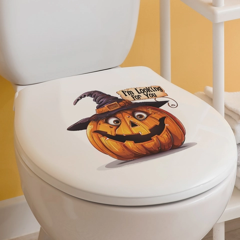Halloween Horror Kürbis Hexe Toilettenaufkleber Selbstklebend Wasserdicht PVC Badezimmer Aufkleber Für Gruselige Haus Deko
