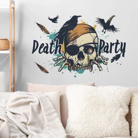 Halloween Gothic Piraten Totenkopf Rabe Wandsticker Abnehmbar PVC Selbstklebend Wandbild Für Schlafzimmer Wohnzimmer Deko