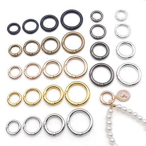 Legierung Feder O-Ring Karabiner Schnapphaken Rund Öffnbar Metallschlaufe Taschenzubehör Für Schlüsselanhänger DIY Schmuck