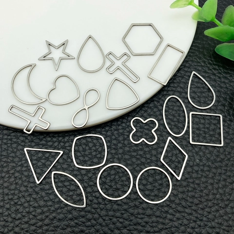 Stainless Steel DIY Pendant Bezels Heart Star Moon Geometric Open Frames For UV Resin Crafting Jewelry Making Necklace Findings