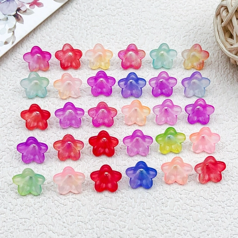 Cuentas de Flores de Acrílico Esmerilado Colores Degradados Cuentas Sueltas Para Joyería DIY Accesorios Para Pendientes Horquillas