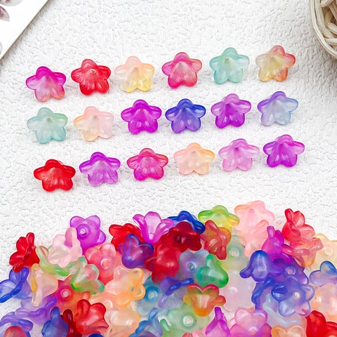 Cuentas de Flores de Acrílico Esmerilado Colores Degradados Cuentas Sueltas Para Joyería DIY Accesorios Para Pendientes Horquillas