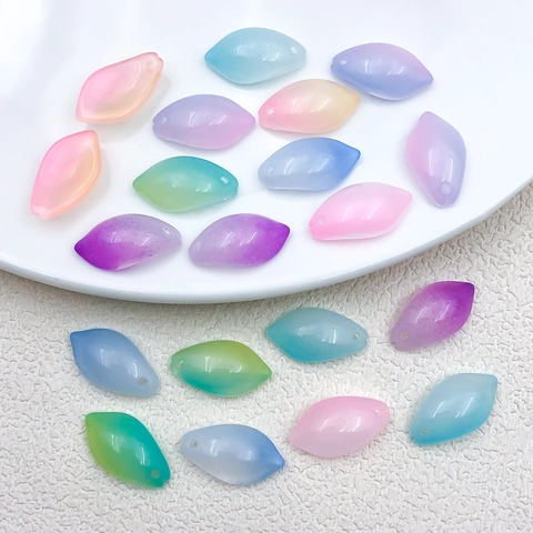 DIY Jewelry Making Gradient Lily Of Valley Lotus Petal Beads Glazed Glass Acrylic Flower Charms For Earrings Necklaces Women
